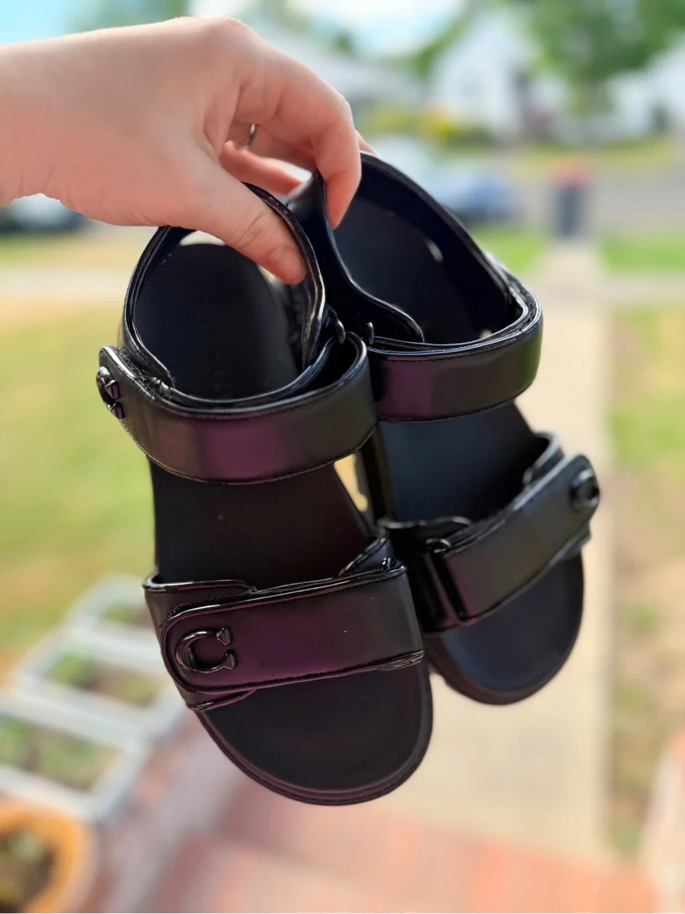 Coach Kids Black Adjustable Velcro Sandals